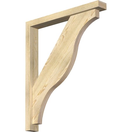 Ekena Millwork Funston Block Rough Sawn Bracket w/ Offset Brace, Douglas Fir, 4"W x 30"D x 36"H BKT0402X30X36FST05RDF